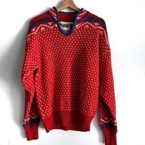 Vintage ALPS Merrimac Valley New England christmas sweater red size large